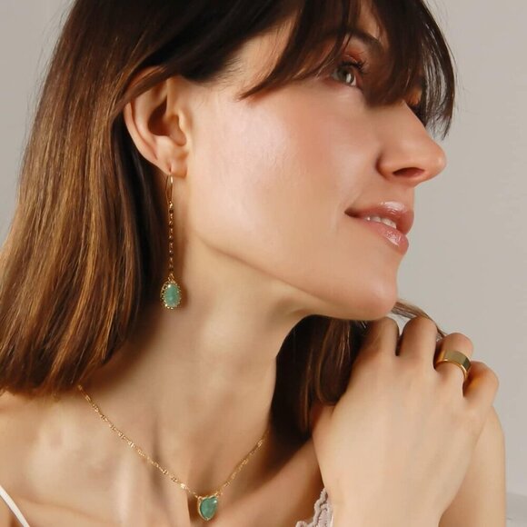 Simulated Druzy Earrings Women Gold Silver Rose Long Drop Jewelry Boho - Picture 5 of 9